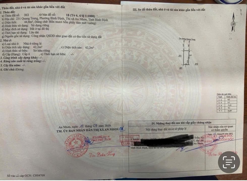 Đất mặt tiền đường Quang Trung, thị xã An Nhơn 44.8m² - Đầu tư sinh lời ngay!