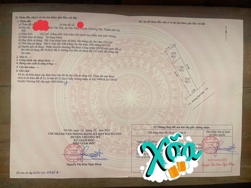 Lô đất Tân Tiến, Chương Mỹ 142m² giá 1 tỷ - Đầu tư sinh lời hấp dẫn!