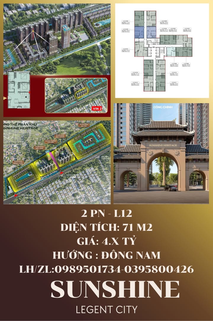 Căn hộ Sunshine Legend City Văn Giang 71m² giá 4 tỷ - Hướng Đông đẹp