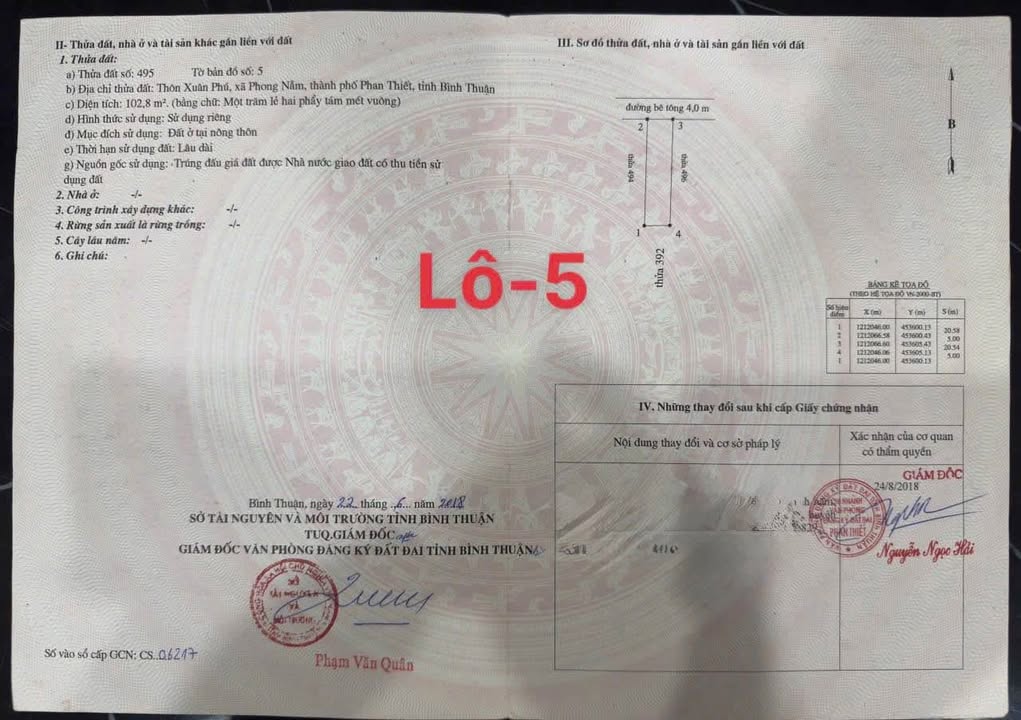 Đất thổ cư Phong Nẫm, Phan Thiết 100m² giá 610 triệu - Đầu tư sinh lời ngay!