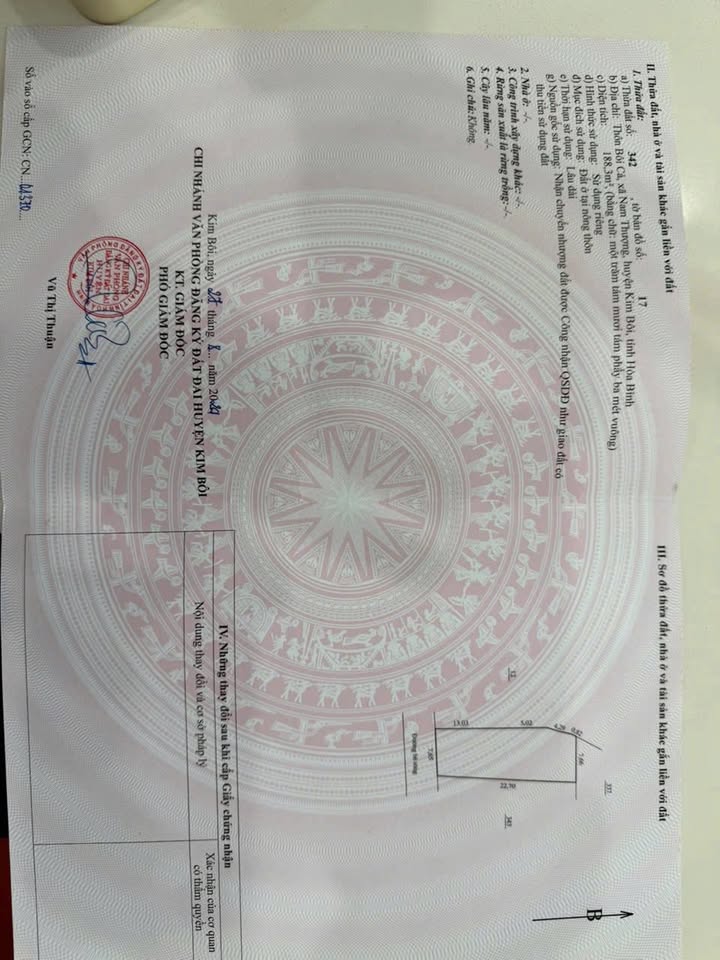 Đất thổ cư 188m² tại Nam Thượng - Kim Bôi, Hòa Bình - Giá thỏa thuận, sổ đỏ chính chủ!