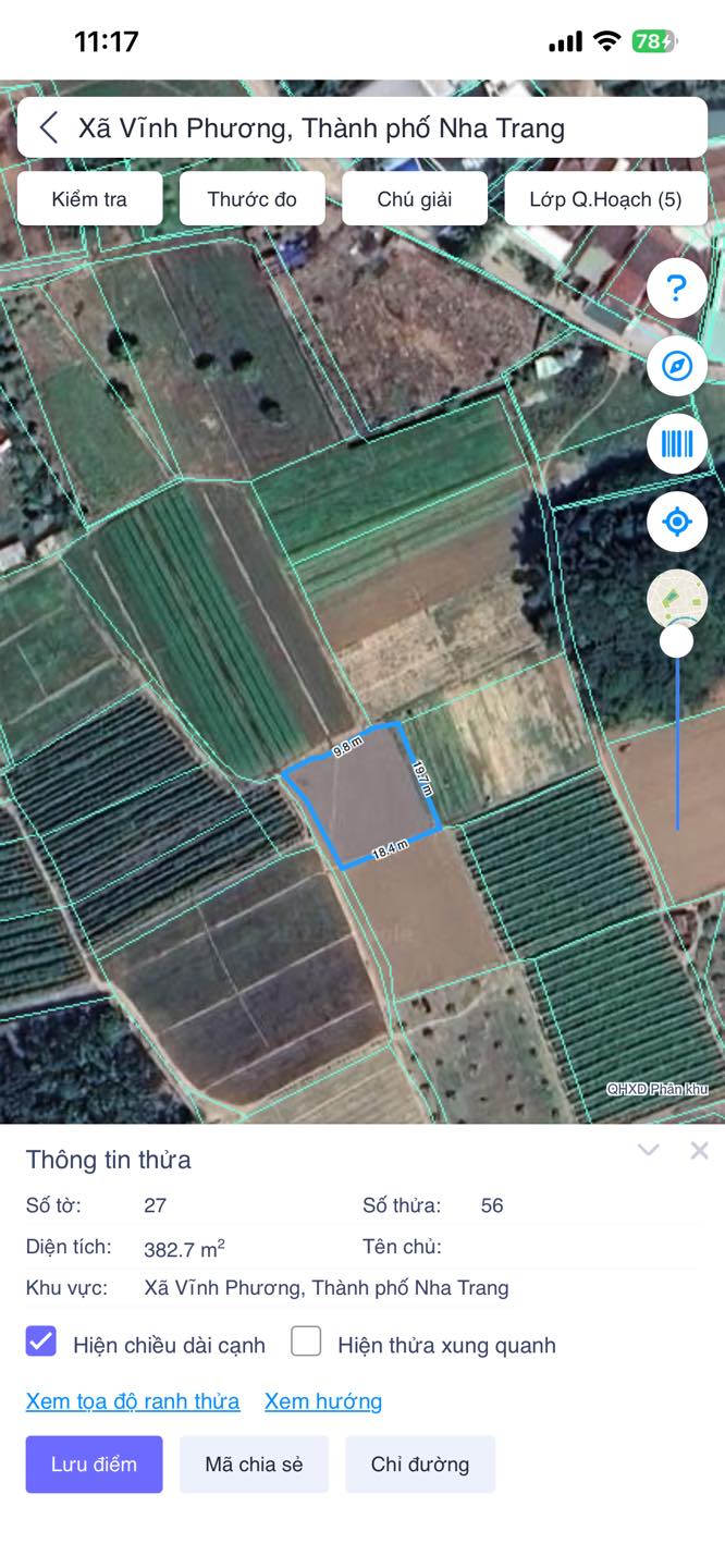 Đất nền Vĩnh Phương 4235m² giá 3.5 tỷ - Khu dân cư hiện hữu thuận lợi