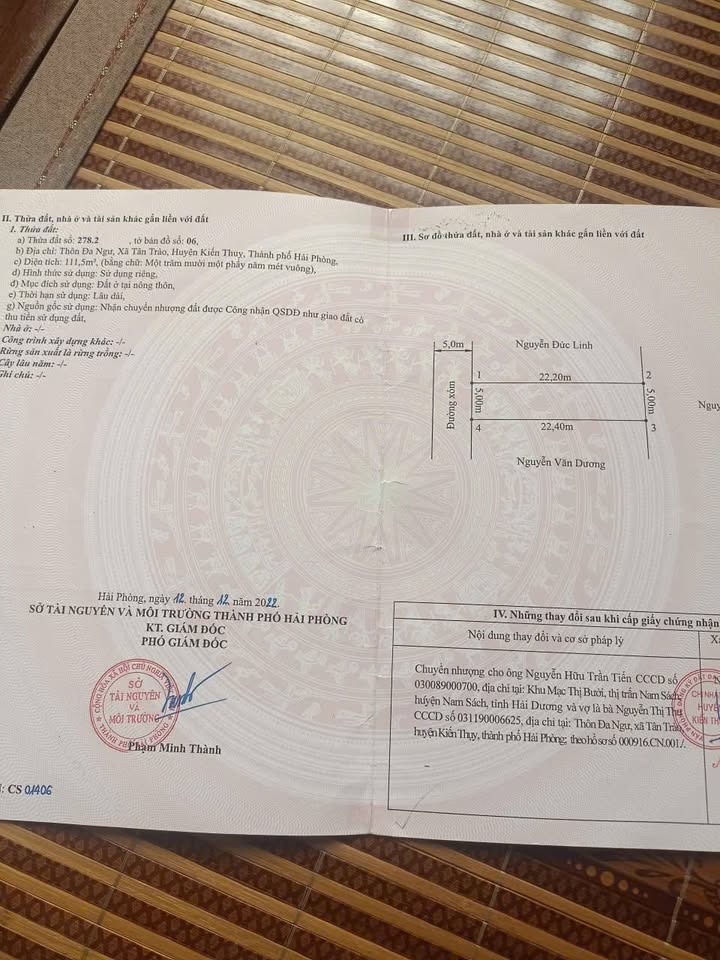 Đất nền tại Tân Trào, Kiến Thụy 111.5m² - Giá thỏa thuận hấp dẫn!