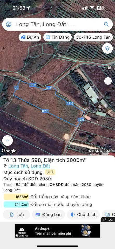 Đất nền farm 2000m² Long Tân chỉ 1.6 tỷ - Sổ hồng riêng, vị trí tuyệt đẹp!