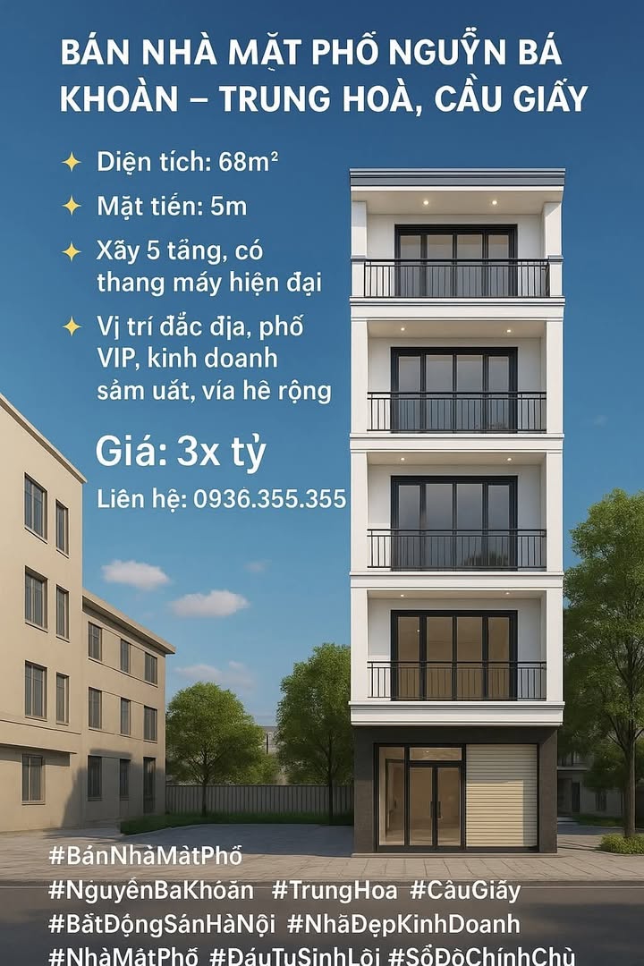 Nhà mặt phố Nguyễn Bá Khoản, Trung Hòa, Cầu Giấy 68m² giá thỏa thuận - Đầu tư sinh lời!