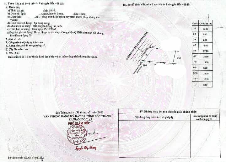 Đất mặt tiền Huyện Lộ 22, Long Phú, Sóc Trăng 1760m² giá 1.6 tỷ - Đầu tư sinh lời ngay!