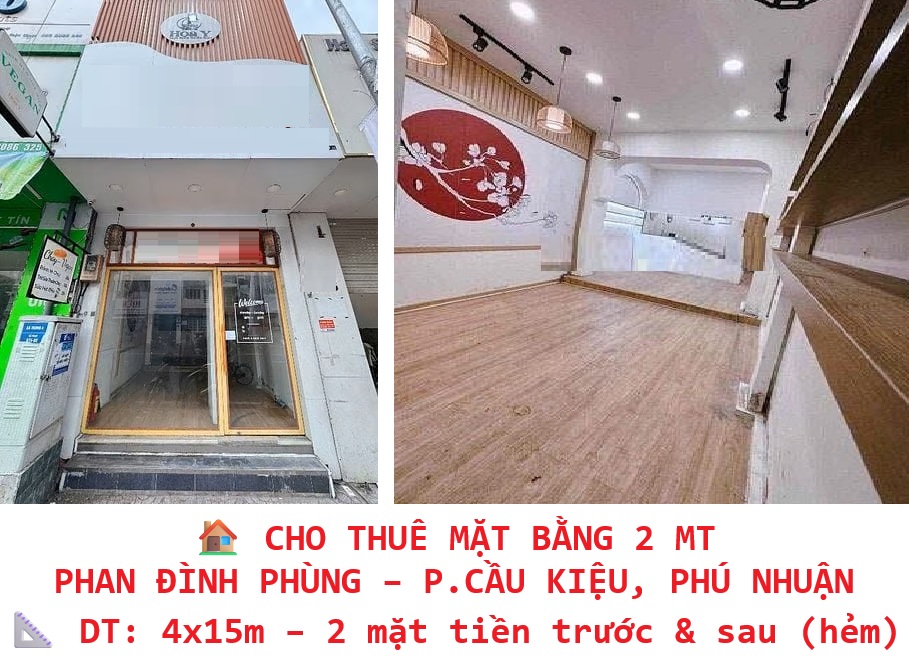 Mặt bằng cho thuê 2 mặt tiền Phan Đình Phùng 60m² giá 19.5 triệu - Kinh doanh tự do, vị trí đắc địa!