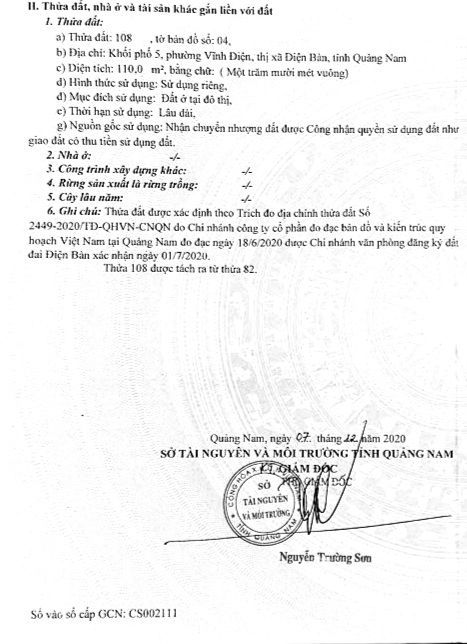 Đất nền khu phố 5 Vĩnh Điện, Điện Bàn 110m² giá 1.1 tỷ - Vị trí đắc địa gần trung tâm