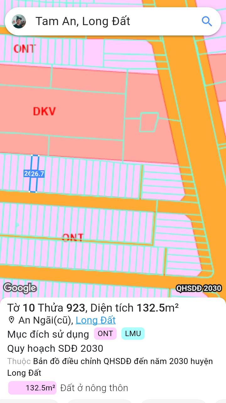 Đất nền mặt tiền đường An Ngãi Long Điền 130m² chỉ 1.3 tỷ - Cơ hội đầu tư tuyệt vời!