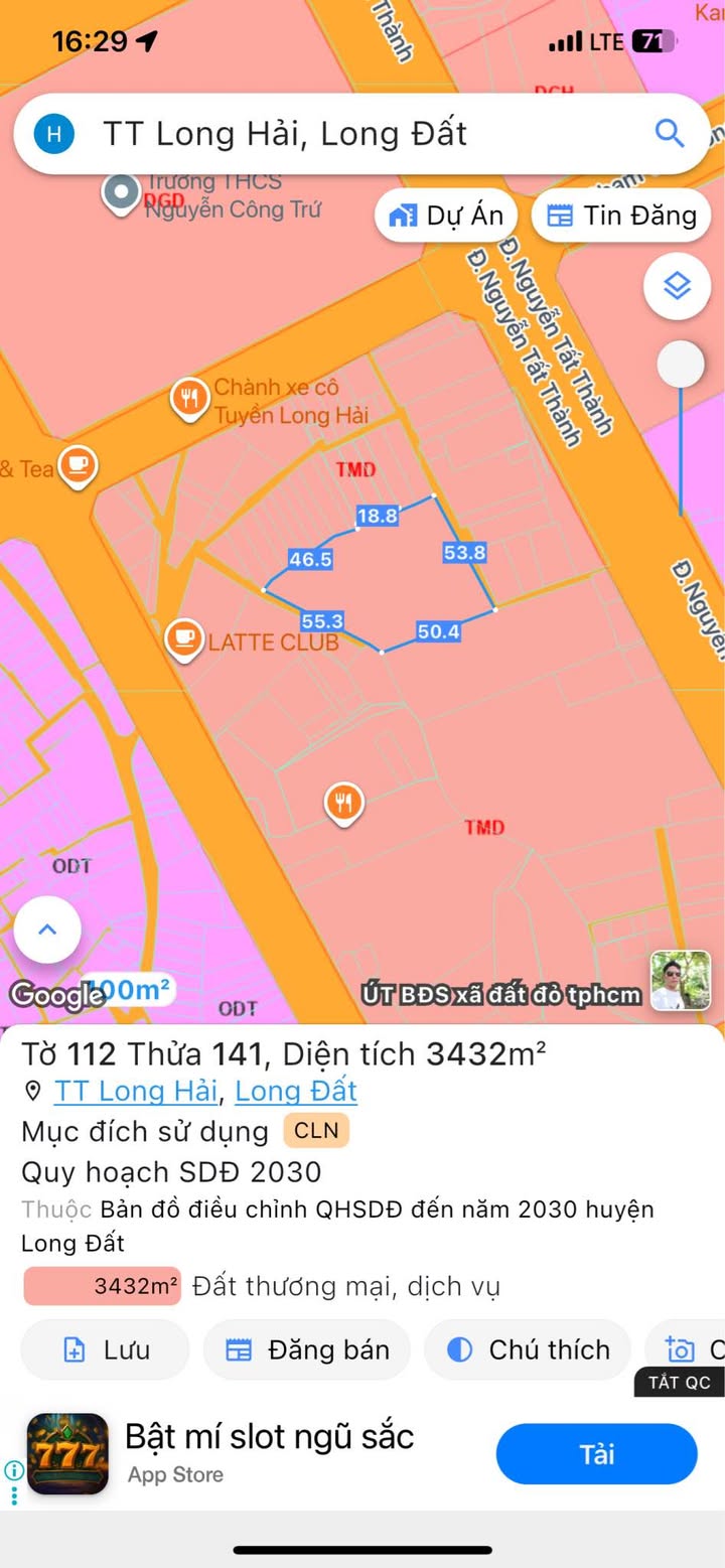 Đất thương mại dịch vụ Long Hải 3432m² giá 17 tỷ - Vị trí đắc địa sát biển!