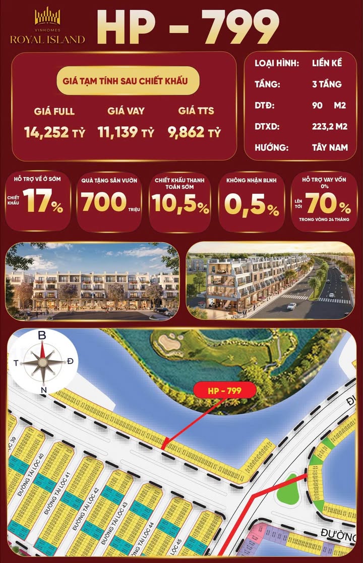 Shophouse Hạnh Phúc Thủy Nguyên 90m² giá 9.8 tỷ - Vị trí trung tâm gần quảng trường