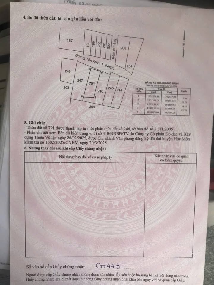 Đất mặt tiền Tân Xuân 1, Củ Chi 208m² giá 7.2 tỷ - Cơ hội đầu tư lý tưởng!