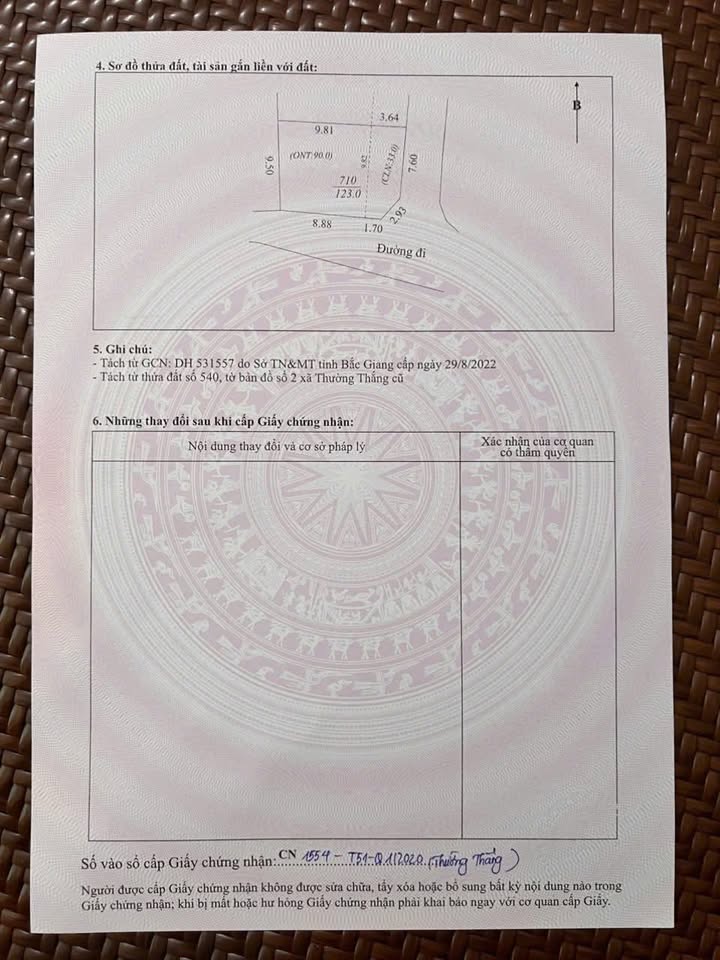 Đất thổ cư Thường Thắng Hiệp Hòa 123m² giá thỏa thuận - Đường lớn thông thoáng!