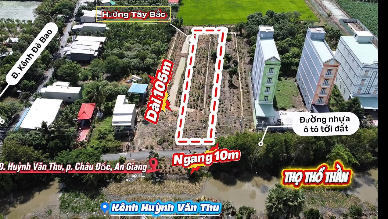Đất nền Châu Đốc 1000m² giá 950 triệu - Mặt tiền đường Huỳnh Văn Thu