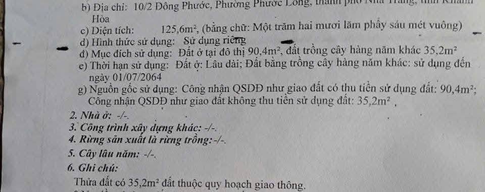 Đất nền 125m² tại phường Phước Long, giá 3.75 tỷ - Cơ hội đầu tư lý tưởng!