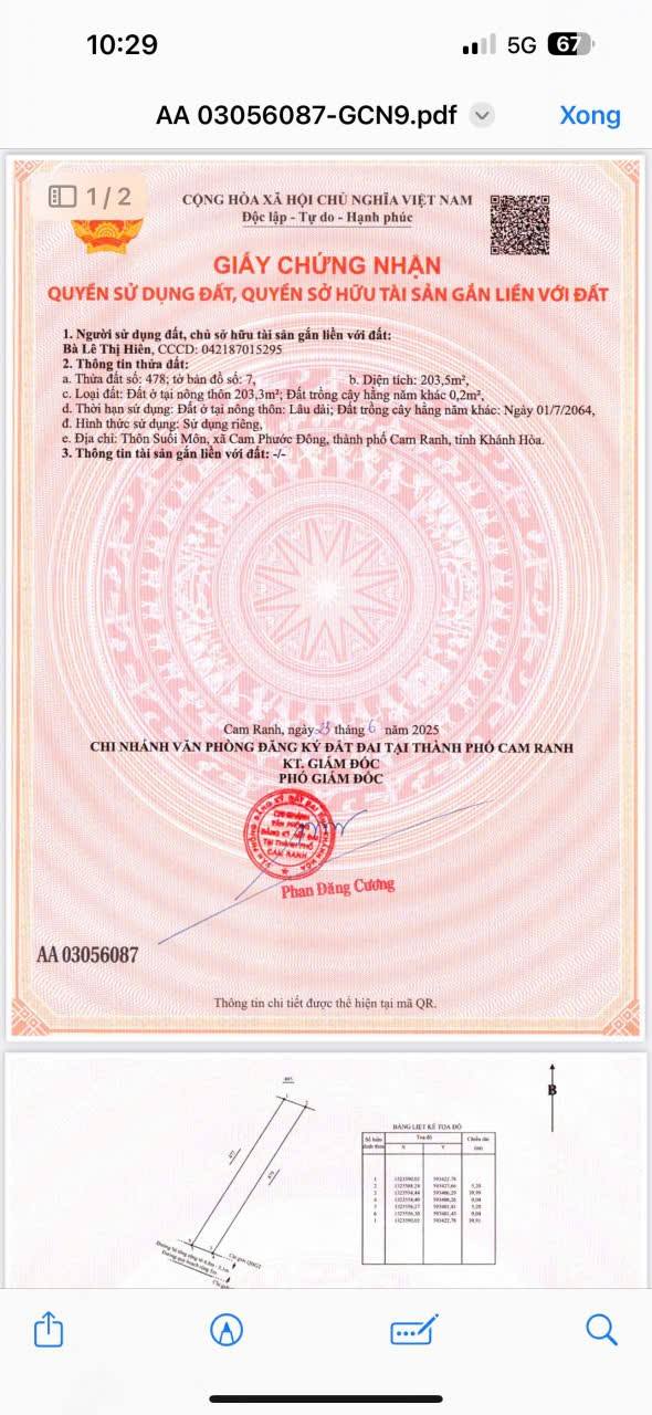 Đất thổ cư Cam Hải Đông 203m² giá 720 triệu - Bán gấp, bớt lộc ngay!