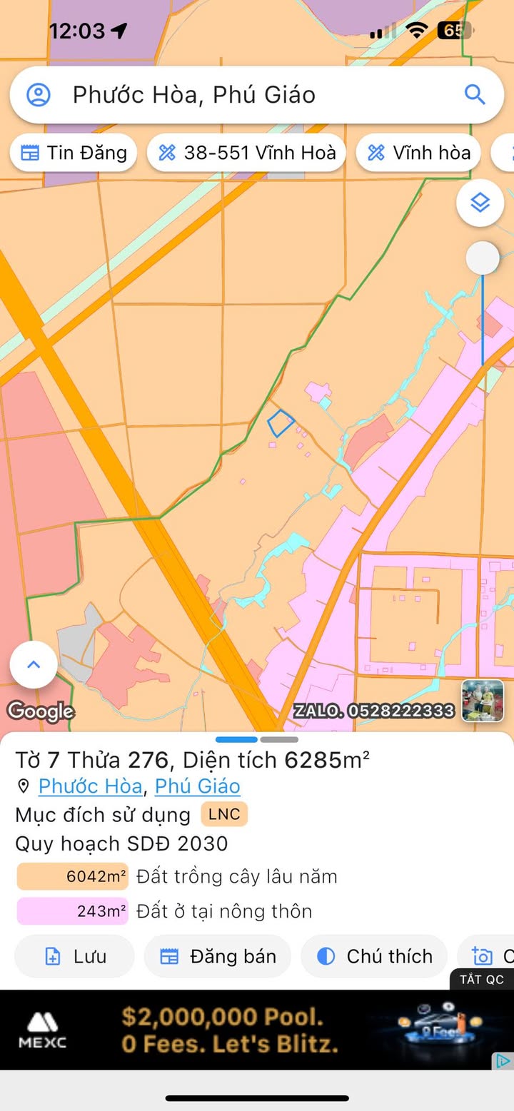 Đất Phước Hòa, Phú Giáo 7000m² giá 6 tỷ - Sổ hồng chính chủ, có nhà sẵn!