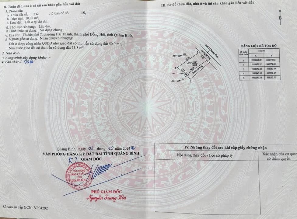 Đất nền tại Ngõ 93, Trương Pháp, Đồng Hới 100m² - Pháp lý rõ ràng, vị trí đắc địa sát biển!