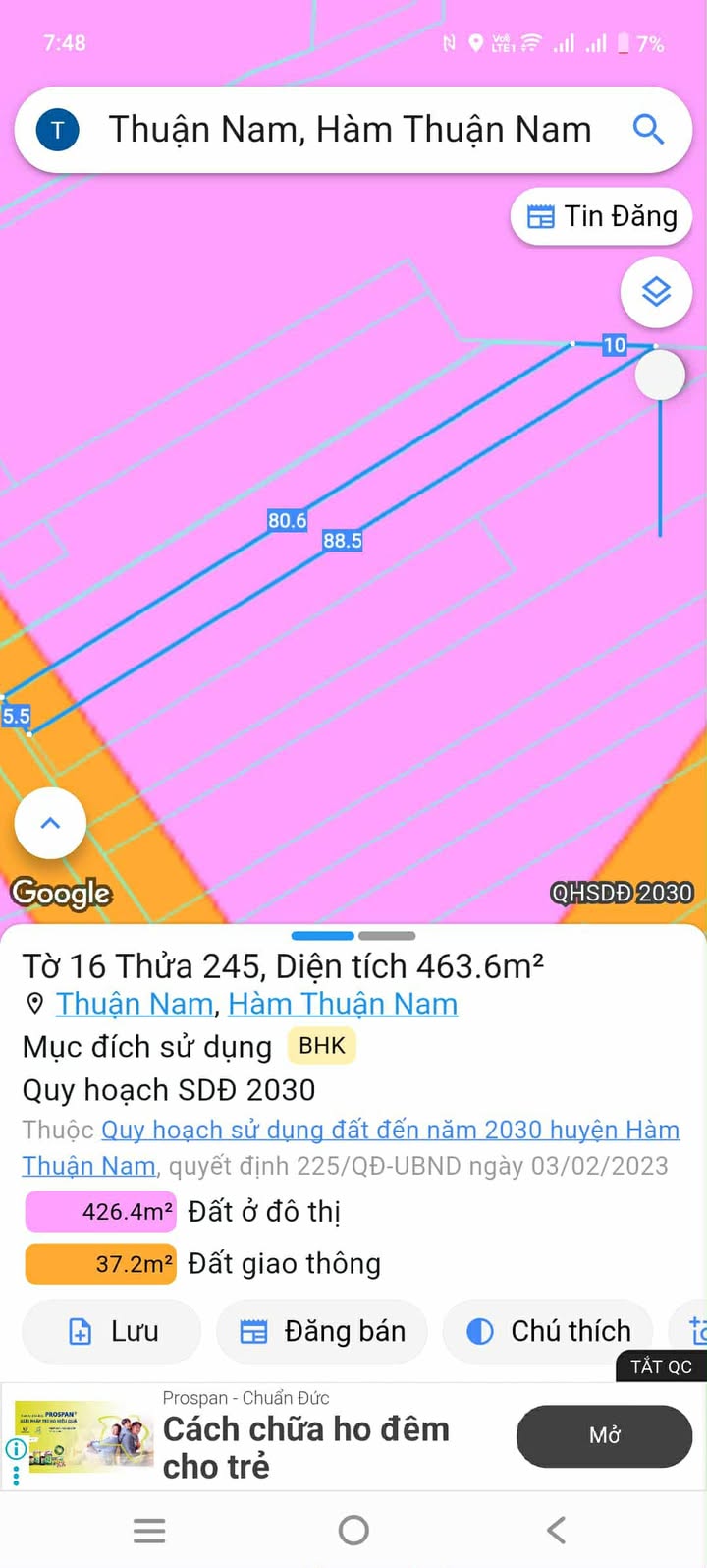 Đất thổ cư mặt tiền Hai Bà Trưng, Thị trấn Thuận Nam 463m² giá 1.1 tỷ - Cơ hội đầu tư lý tưởng!