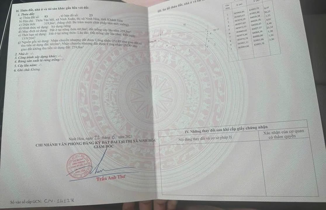 Đất thổ cư 60m² tại Tân Mỹ, Ninh Xuân, Ninh Hòa giá 300 triệu - Cơ hội đầu tư hấp dẫn!