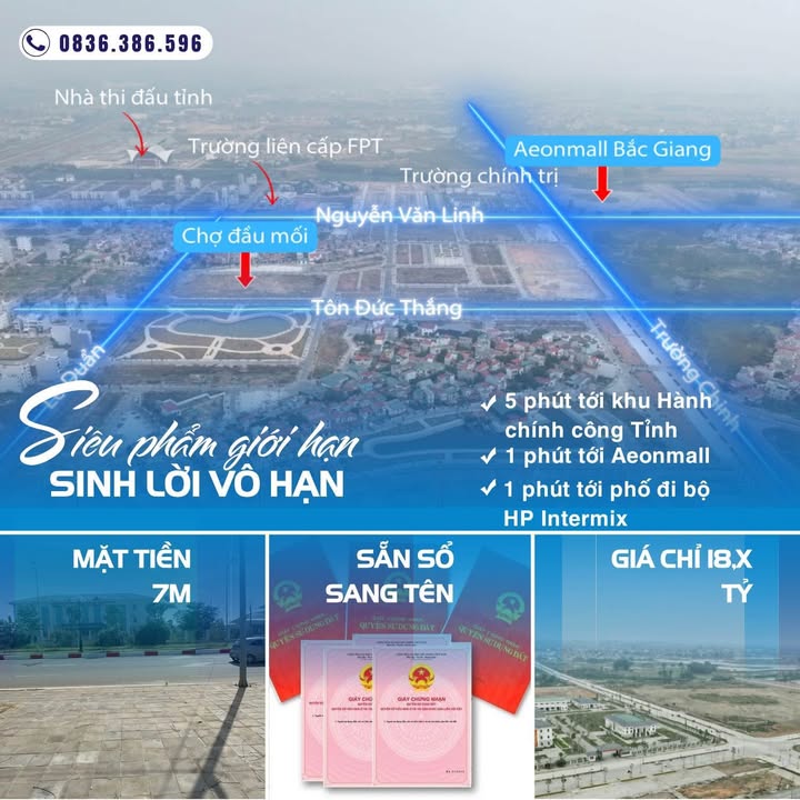 Đất nền mặt tiền Nguyễn Văn Linh Bắc Giang 133m² giá 18 tỷ - Cơ hội đầu tư sinh lời vượt trội!