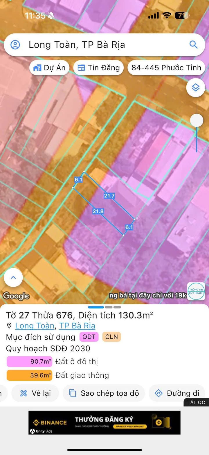 Đất thổ cư 130m² mặt tiền đường Nguyễn Mạnh Hùng - Bà Rịa chỉ 2 tỷ