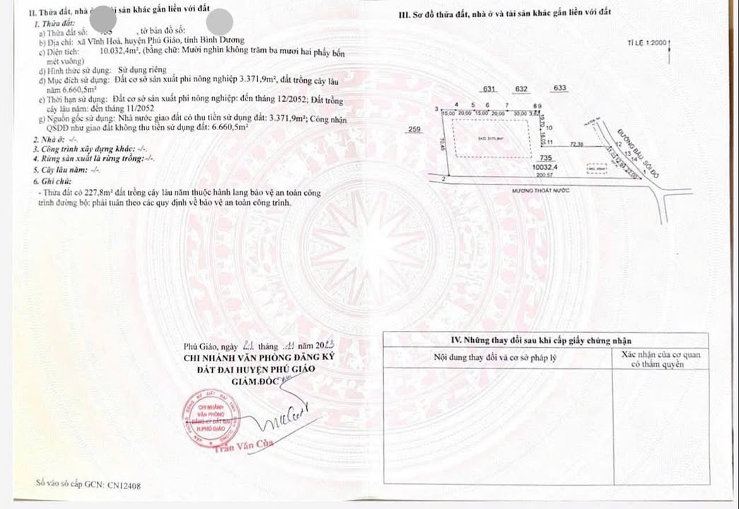 Bán đất kèm nhà xưởng Vĩnh Hòa Phú Giáo 10.032,4m² chỉ 28 tỷ - Pháp lý đầy đủ!