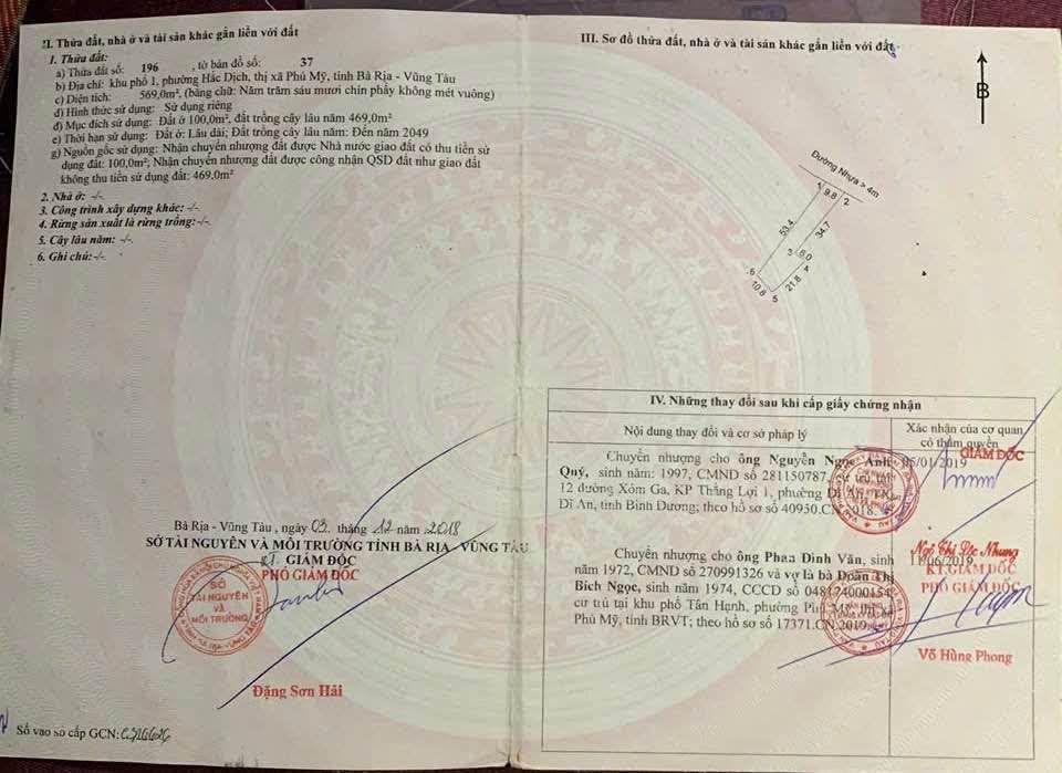 Lô đất đẹp 568.9m² tại Hắc Dịch, Phú Mỹ giá 2.95 tỷ - Cơ hội đầu tư tốt!