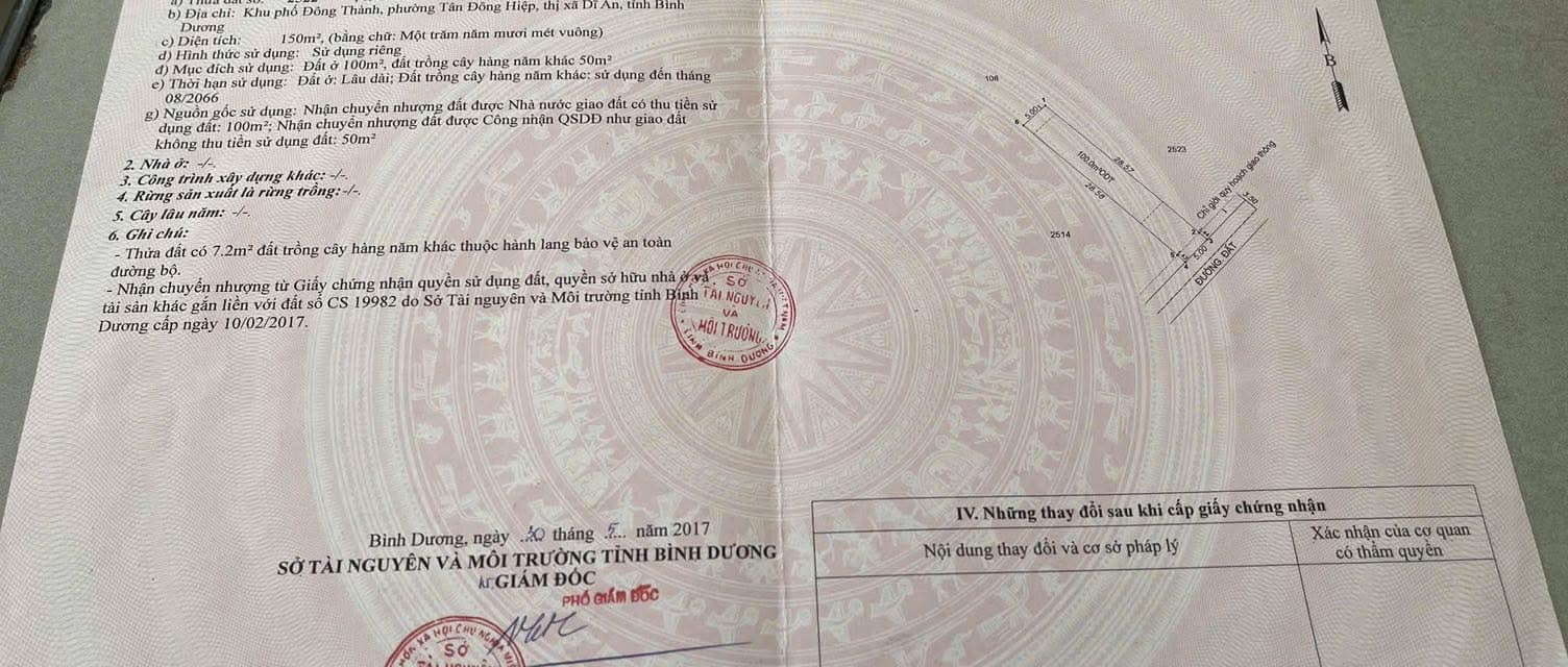 Lô đất Tân Đông Hiệp 150m² giá 3.75 tỷ - Cơ hội đầu tư tuyệt vời!