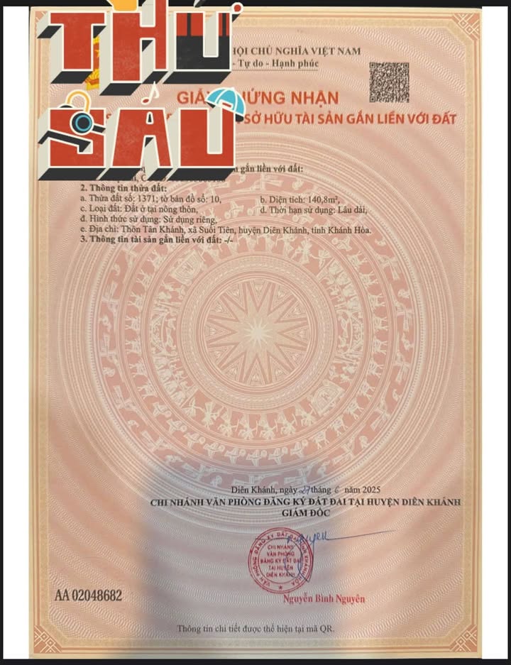 Đất thổ cư Suối Tiên Diên Khánh 140m² giá chỉ 630 triệu - Sổ đỏ chính chủ!