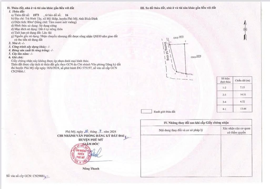 Đất thổ cư lô góc tại Mỹ Hiệp, Phù Mỹ 80m² giá 179 triệu - Cần bán gấp!