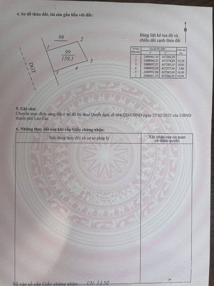 Đất nền Duyên Hải Lào Cai 304m² giá 3.2 tỷ - Sổ đỏ chính chủ, giao dịch nhanh!