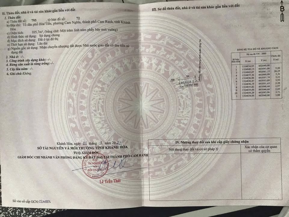 Đất nền Hòa Tiến Cam Ranh 105.7m² - Giá thỏa thuận hấp dẫn!