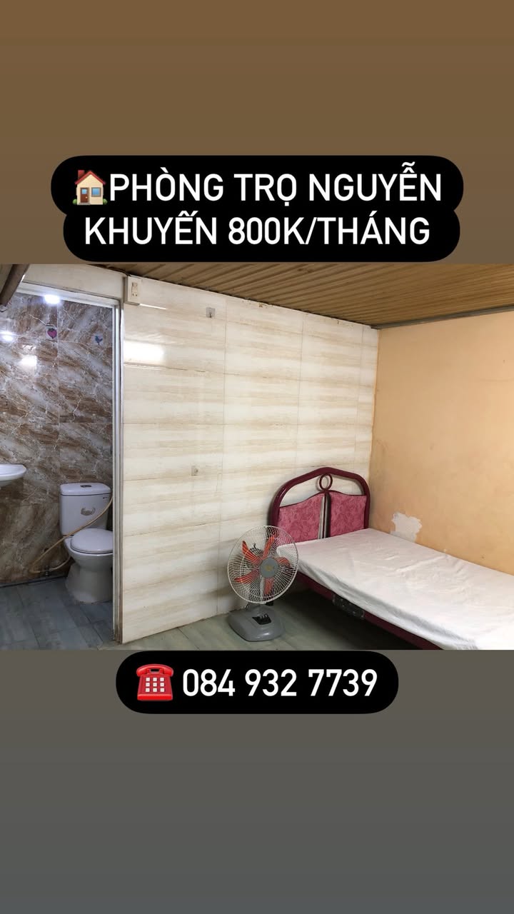 Phòng trọ Nguyễn Khuyến Nha Trang chỉ 800k - Gần chợ Vĩnh Hải, nội thất đầy đủ!
