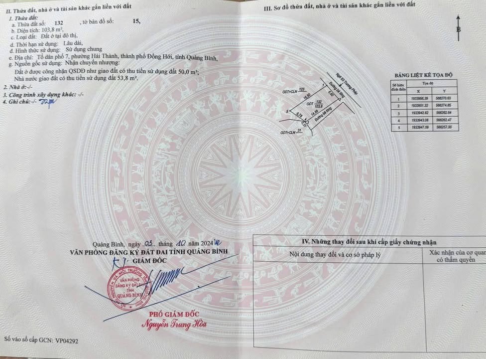 Đất nền Ngõ 93 Trương Pháp, Đồng Hới, Quảng Bình, 104m² - Tiềm năng đầu tư lớn!