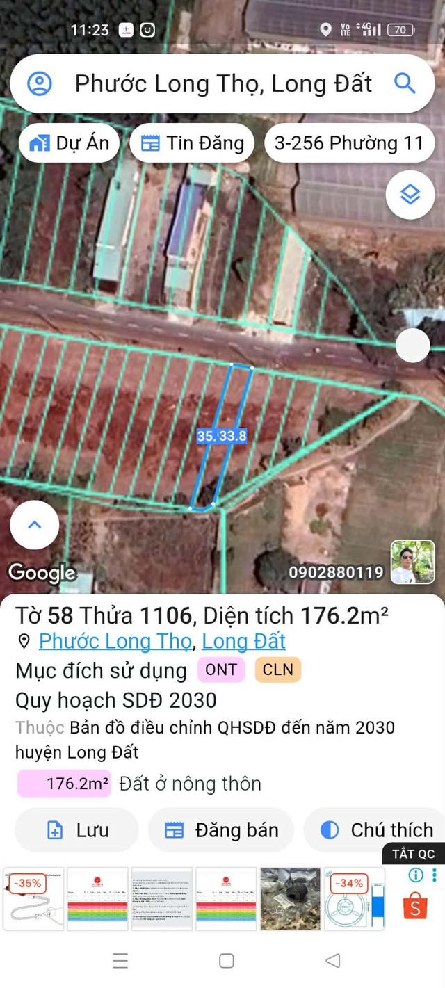 Đất mặt tiền Nguyễn Huệ, Phước Hưng, 176m² giá 945 triệu - Đầu tư sinh lời ngay!