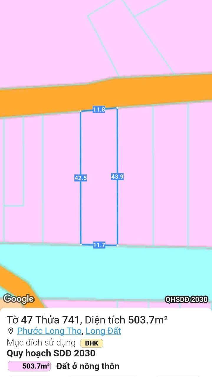 Đất nền tại Phước Long Thọ, Đất Đỏ 503m² giá 2.25 tỷ - Đầu tư sinh lời ngay!