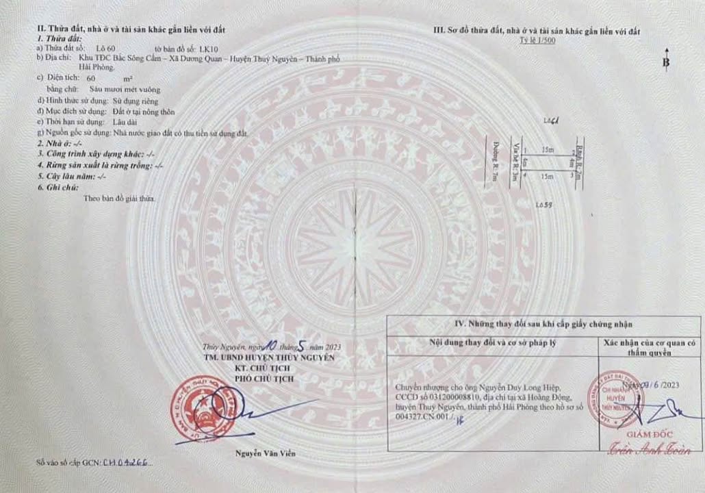 Đất nền khu TĐC Bắc Sông Cấm - Dương Quan, Thủy Nguyên 60m² - Đầu tư sinh lời ngay!