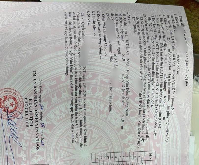 Đất nền Khu 2 Thị trấn Cái Rồng 258.1m² giá chỉ 1.5 tỷ - Cơ hội đầu tư tuyệt vời!