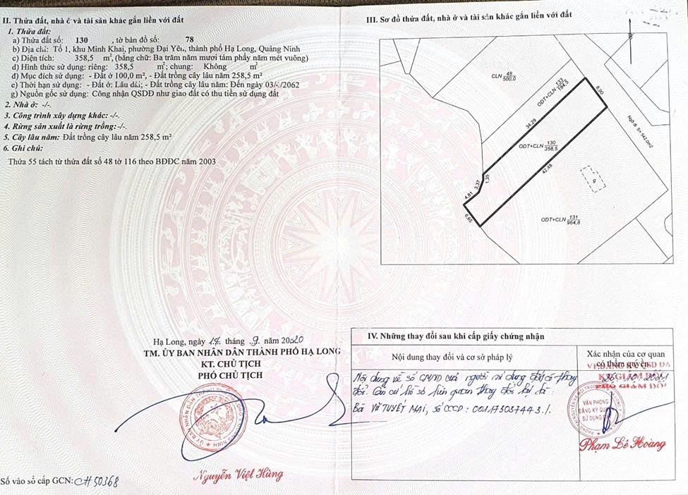 Đất nền Đại Yên Hạ Long 358m² giá 10 tỷ - Địa thế đẹp, sổ hồng đầy đủ!