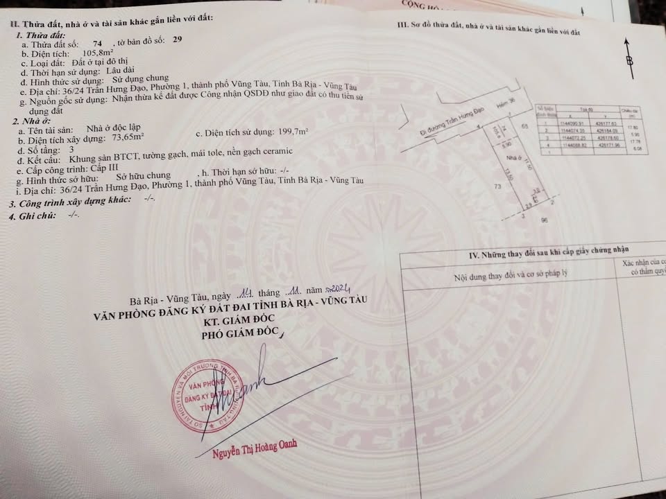 Nhà bán trung tâm Phường 1, Vũng Tàu - Diện tích 105,8m², giá 13,5 tỷ - Hẻm rộng ô tô vào tận nhà!