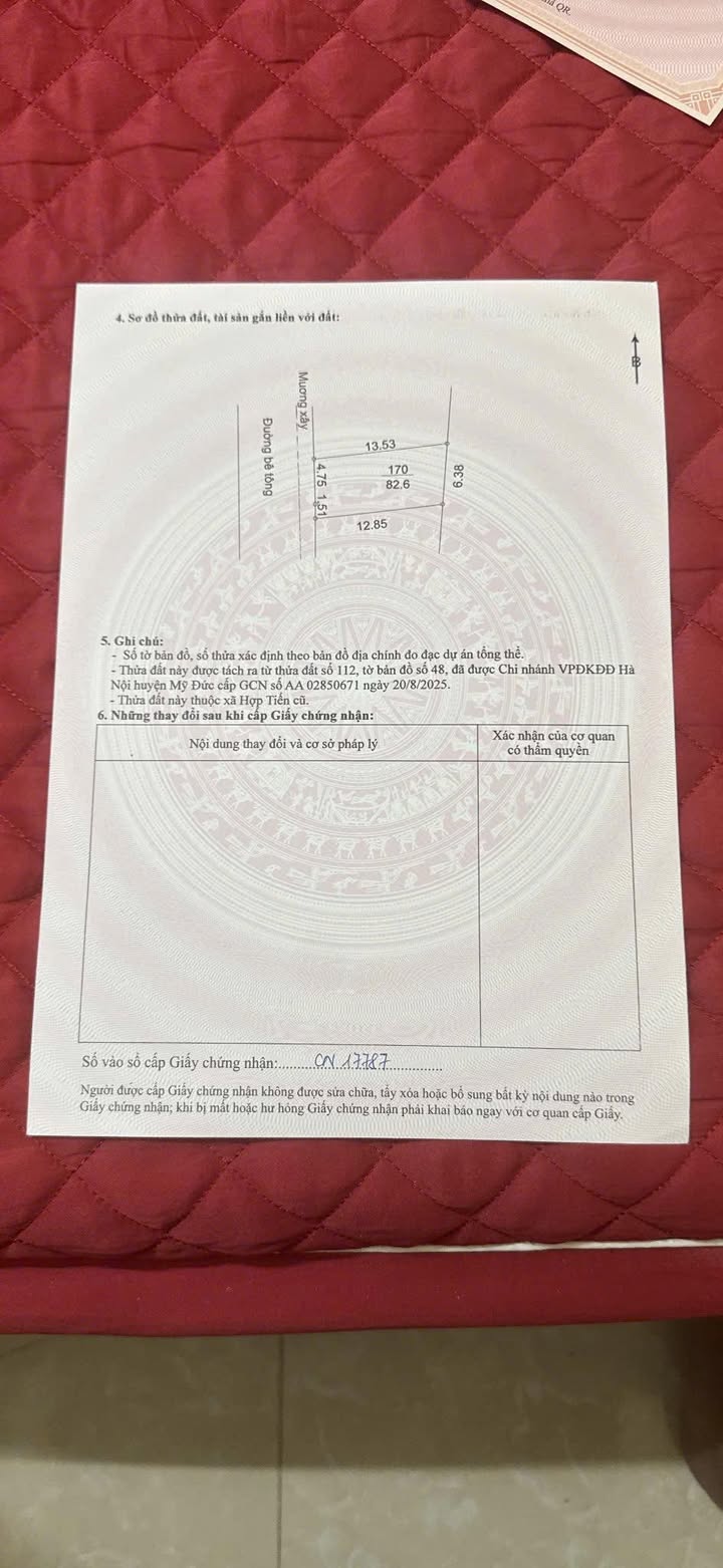 Đất thổ cư 82.6m² tại Hợp Tiến, Mỹ Đức - Giá chỉ 1 tỷ, sẵn sổ đỏ!