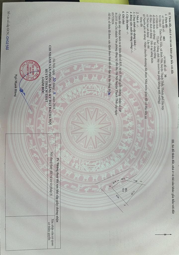 Đất nền Thôn Phúc Tiến, Hạ Bằng, Thạch Thất 72m² giá 2.16 tỷ - Sổ đỏ chính chủ, ô tô đỗ cửa!