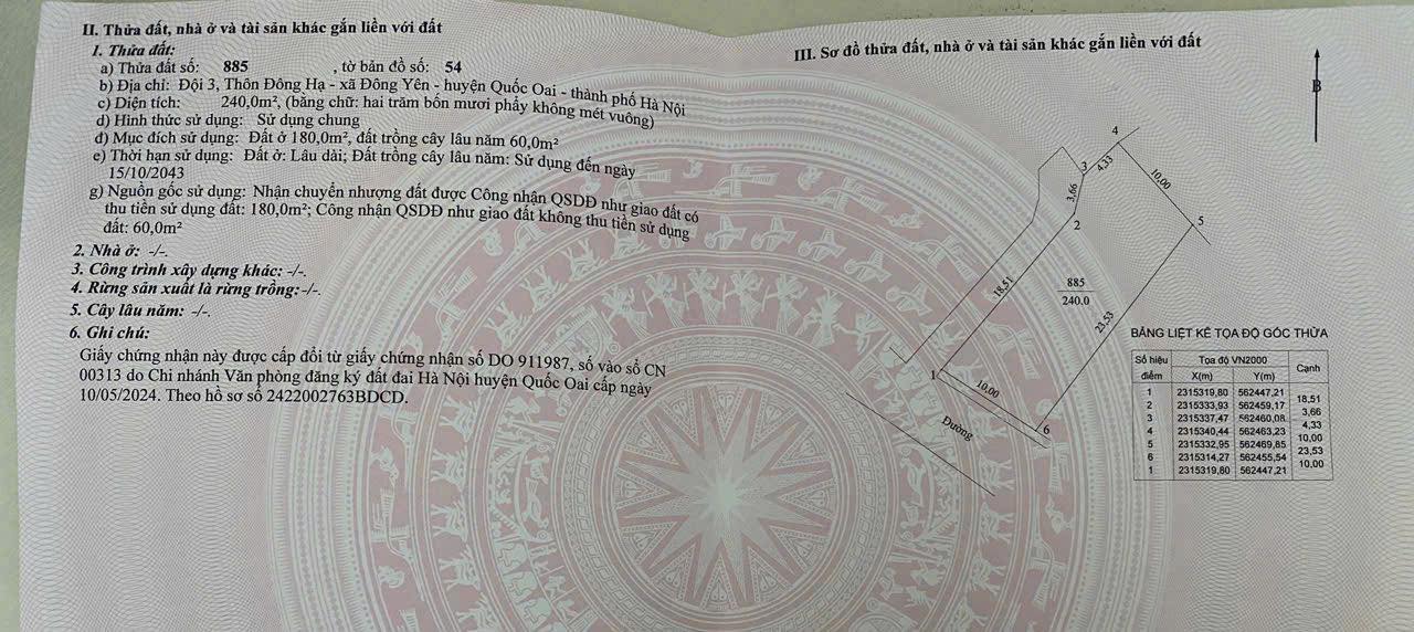 Đất nền Quốc Oai 240m² mặt tiền 10m giá 200 triệu - Sát trường, chợ