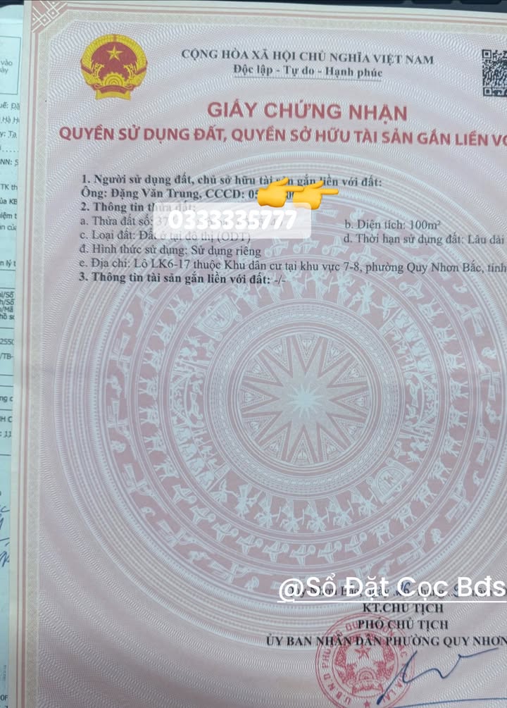 Đất nền khu biệt thự Nhơn Phú Quy Nhơn 100m² - Sổ đỏ chính chủ, giá thỏa thuận!