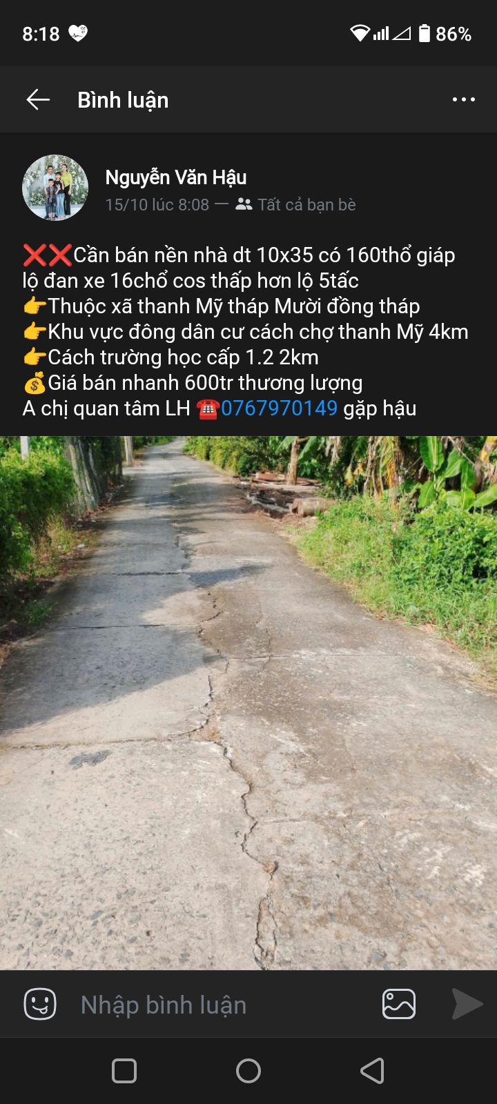 Đất nền Thanh Mỹ Tháp Mười 350m² giá chỉ 550 triệu - Cơ hội đầu tư tốt!