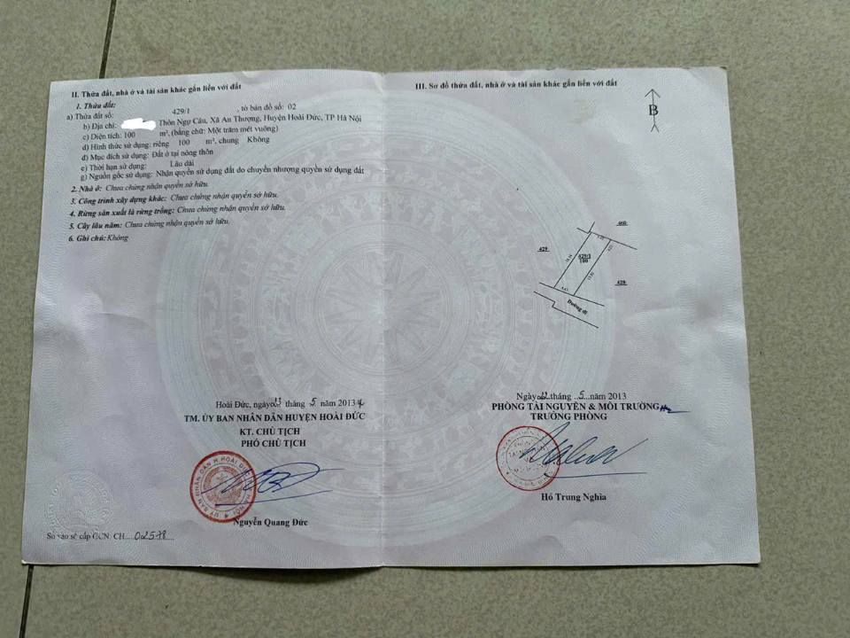 Đất thổ cư An Thượng Hoài Đức 100m² giá 800 triệu - Cơ hội đầu tư tốt!