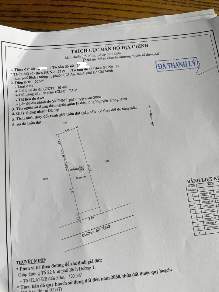 Đất thổ cư Dĩ An 100m² giá 4.7 tỷ - Thương lượng nhẹ!