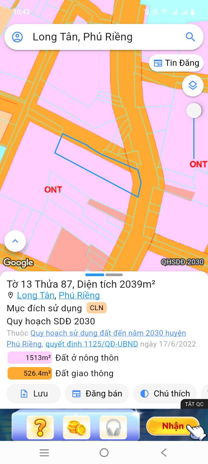Đất thổ cư 200m² tại Long Tân, Phú Riềng 1800m² giá 4 tỷ - Cơ hội đầu tư hấp dẫn!