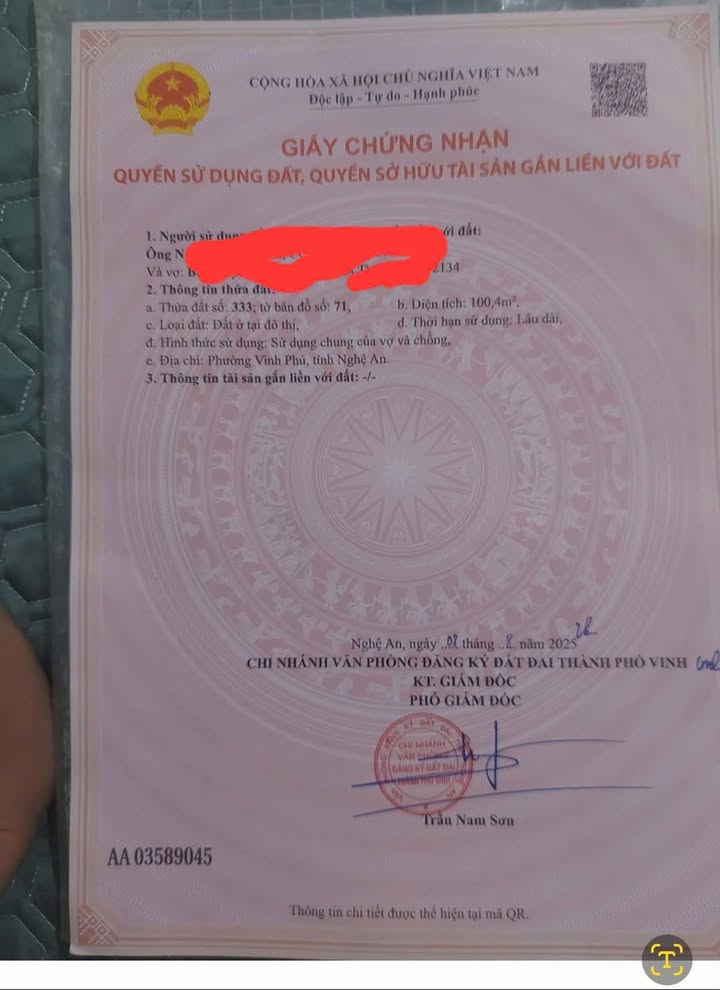 Đất nền Nghi Ân 100m² giá 1.8 tỷ - Gần trường học, giao thông thuận lợi!